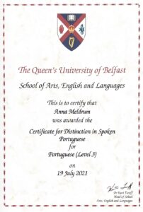 About Queen's University award for spoken distinction in Portuguese