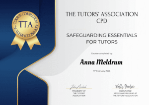 About Safeguarding training certificate issued by The Tutors’ Association